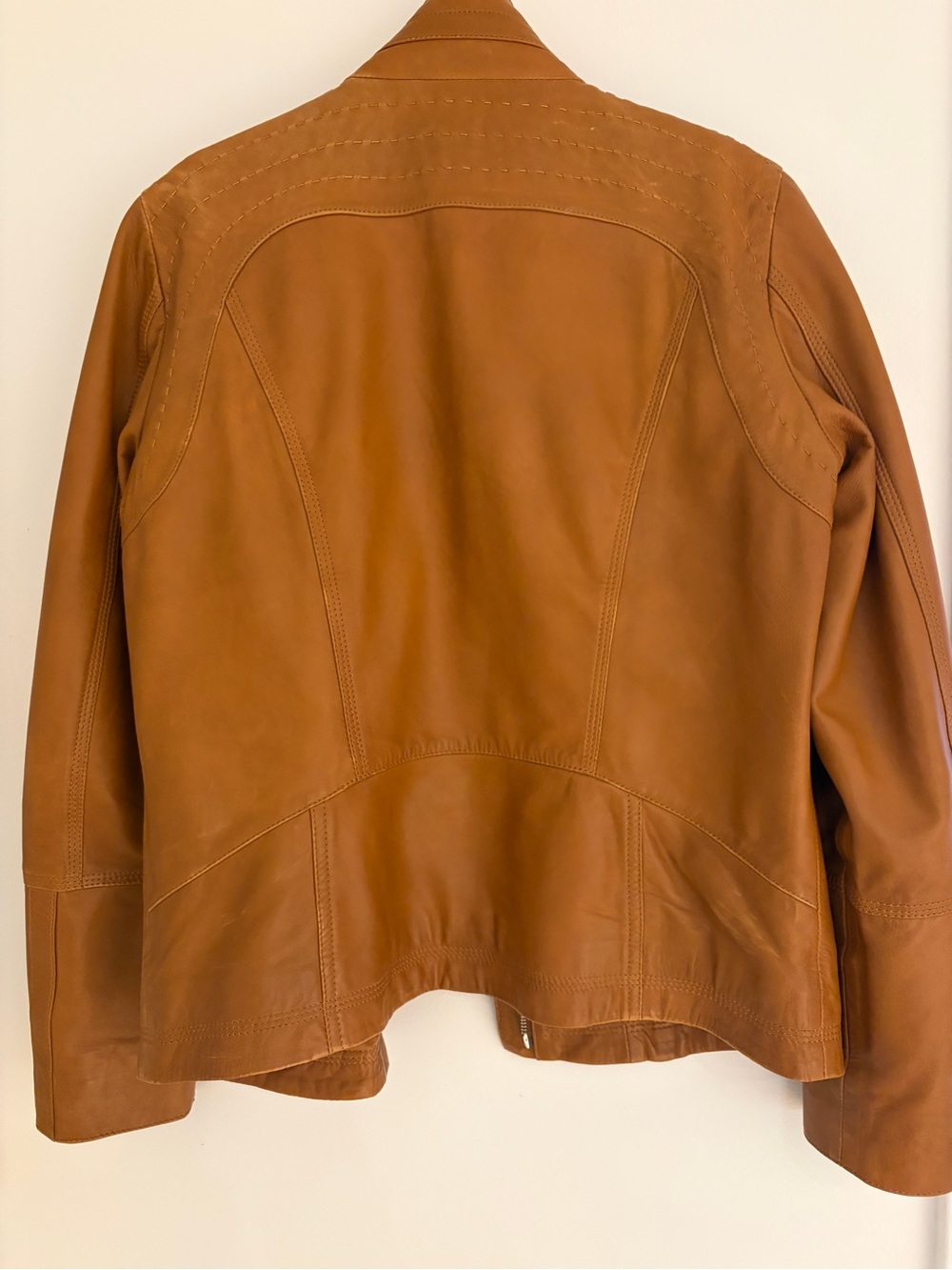 Quince Cognac Leather Zip Jacket - Picture 4 of 6